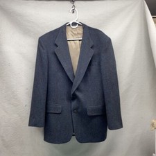 Bill Blass Mens Sport Coat Navy Heathered Pockets Notch Lapel 100 Wool 42R
