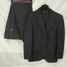 VINTAGE 60S PENNEYS TOWNCRAFT PLUS BLACK PINSTRIPE 2 PC SUIT 42" CHEST 30X30