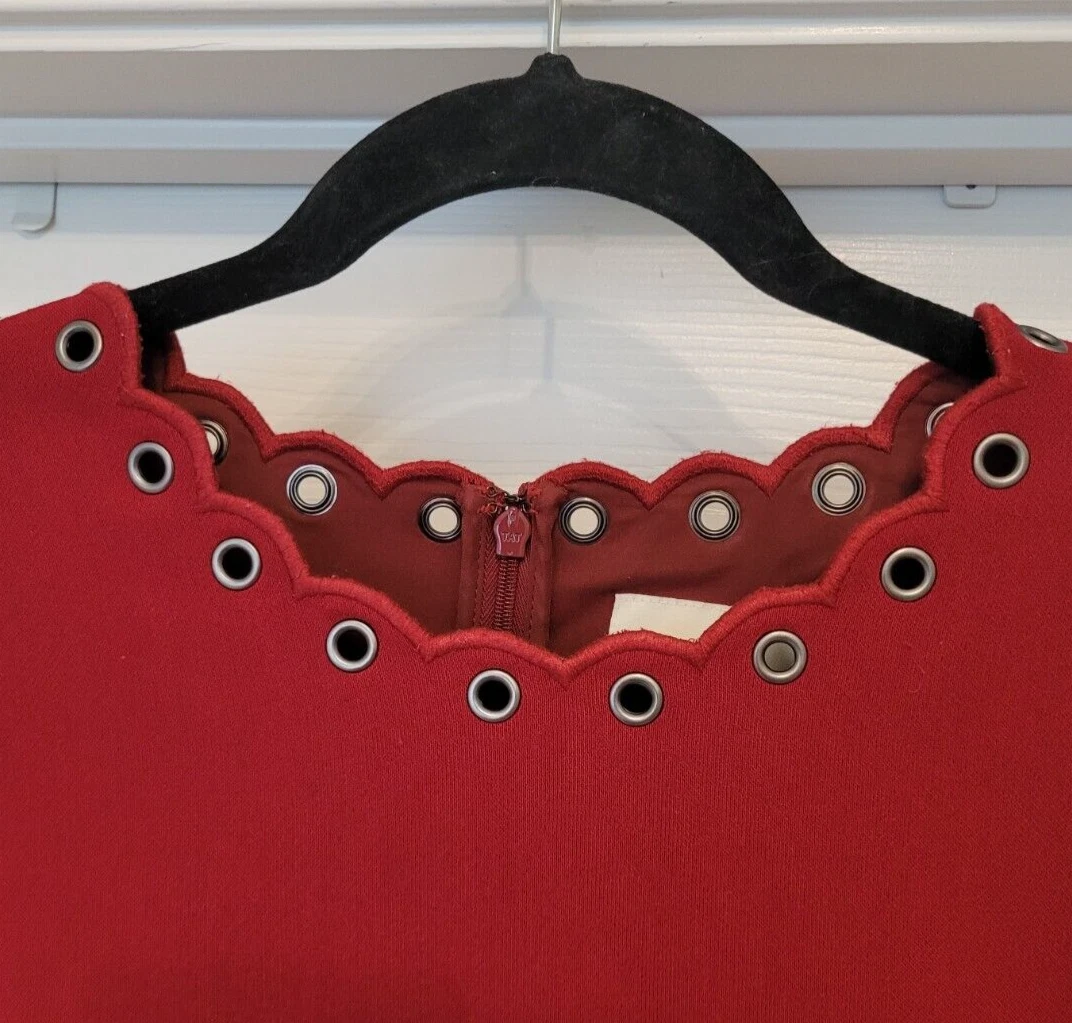 Kate Spade $398 Taglia 10 Grommet Mini Abito Cambio Rosso Russet Vacanze Natale