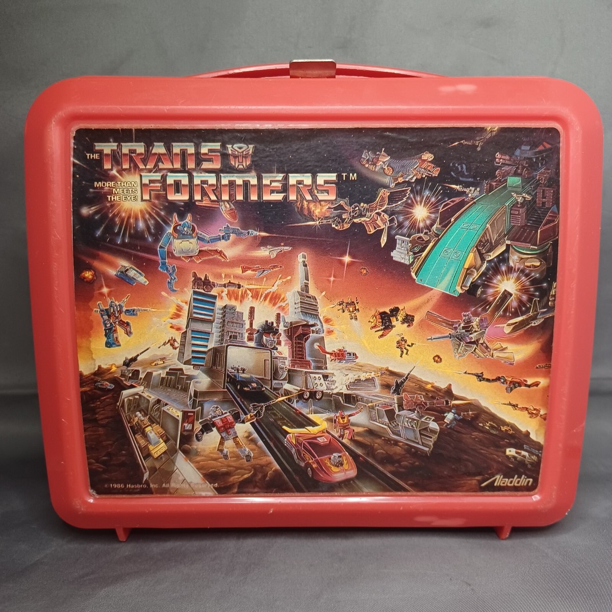1986 Aladdin Hasbro Transformers Vintage Plastic Lunch Box w