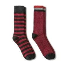 Goodfellow & Co Mens Boot Socks Shoe Size 7-12 Striped Red Black 2pk