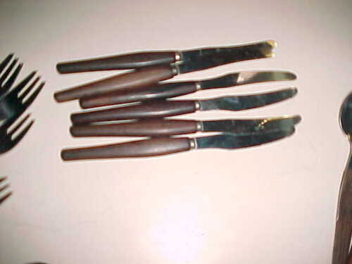 GERMANY ROSTFREI MODERNIST Mid-Century FLATWARE - WOODEN HANDLES - 41 PCS - Picture 10 of 11