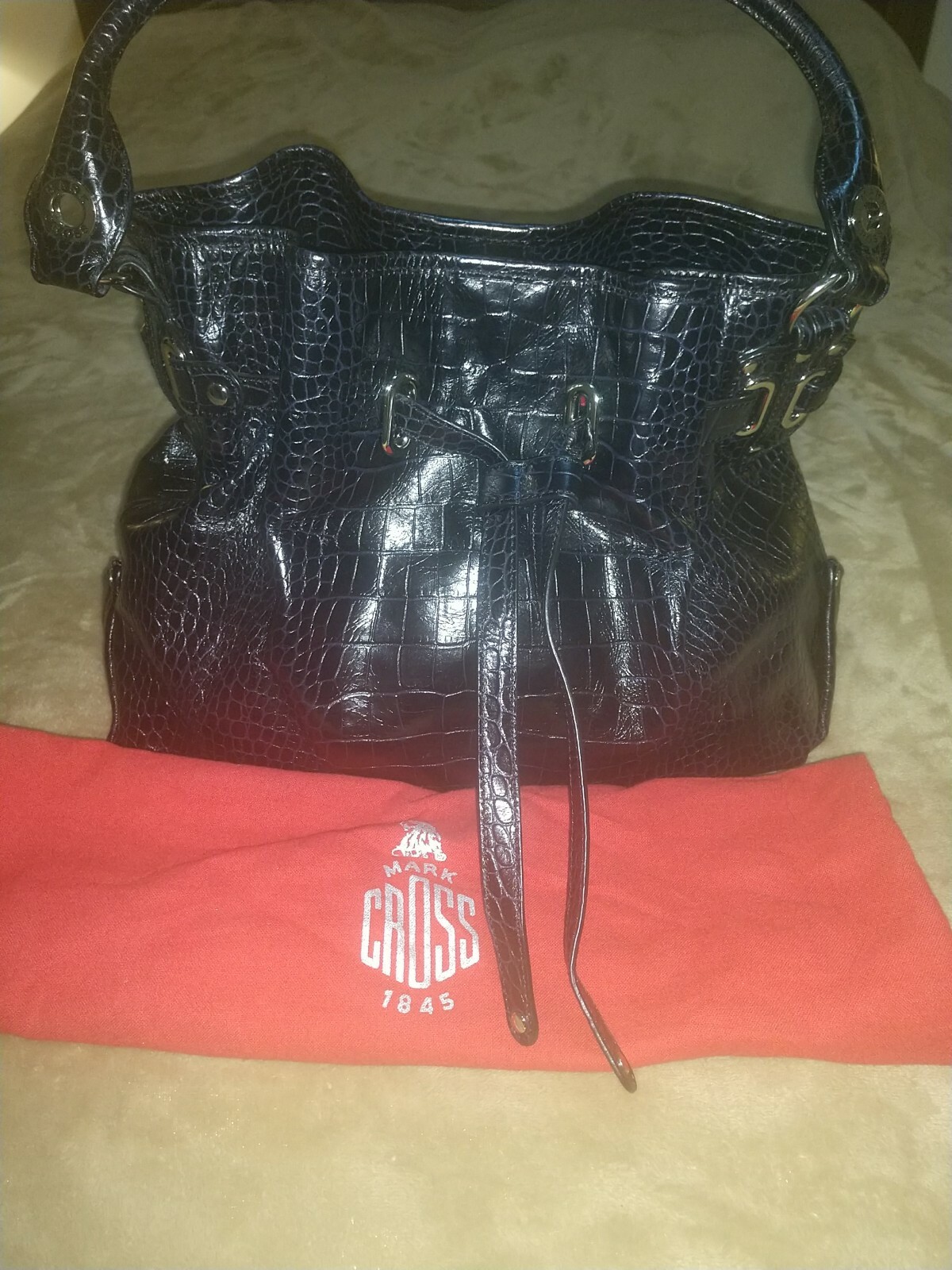 MARK CROSS Large Drawstring Madison Bucket Bag Bl… - image 1