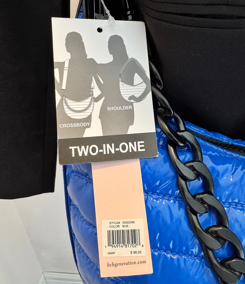 Bolsa de mão BCBGeneration ombro tiracolo azul buffer 2 em 1 Hobo nova com etiquetas - Imagem 3 de 4