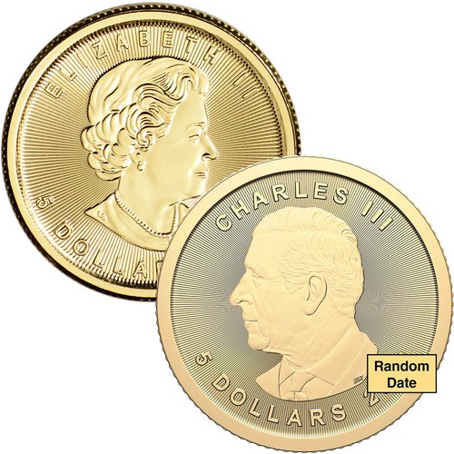Canada Gold Maple Leaf 1/10 oz $5 BU .9999 Fine Random Date Mint Sealed Plastic - Picture 3 of 3