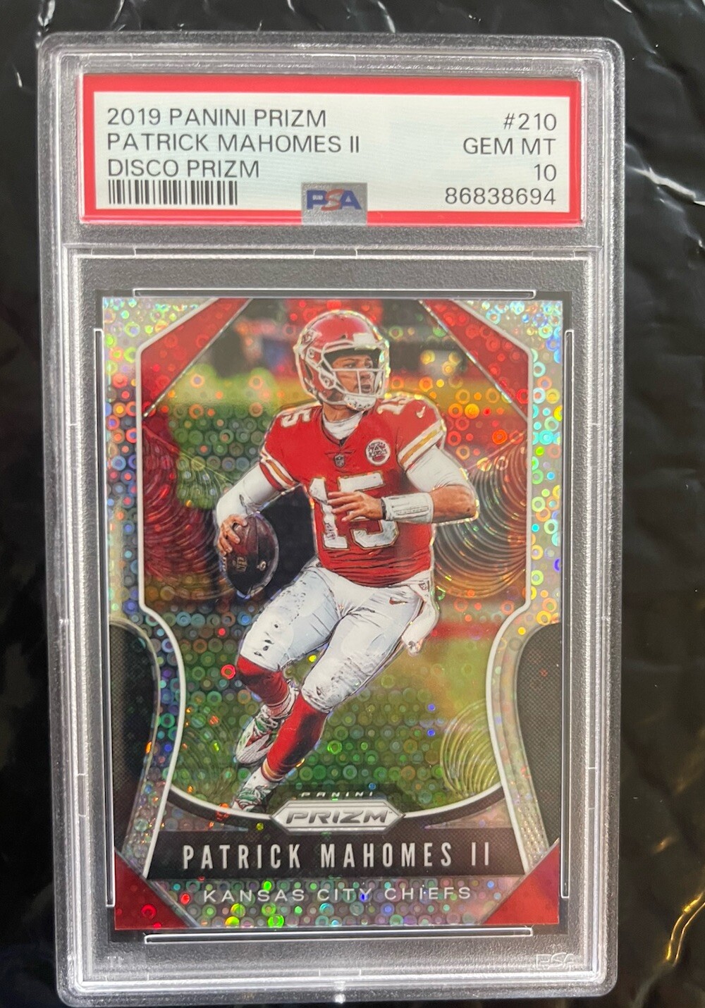 2019 Panini Prizm - Disco Prizm #210 Patrick Mahomes II PSA 10 GEM MT Chiefs!!