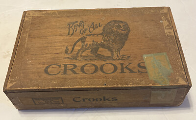 King Of All Crooks Cigar Box Vintage Factory 2410 1st Dist. PA. Tax Stamp