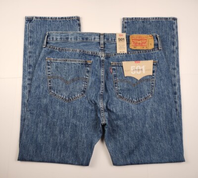 Levis Men's 501 Jeans Original Fit Med Wash Straight Leg Button