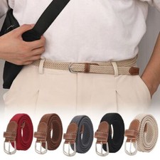 Unisex Woven Belt Elastic Stretch Waist Belts Adjustable Knitted Thin Waistband
