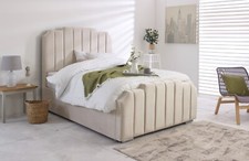 Timber Plush Velvet Upholstered Amelia Panel Bed Frame Lift Up Ottoman Divan Bed