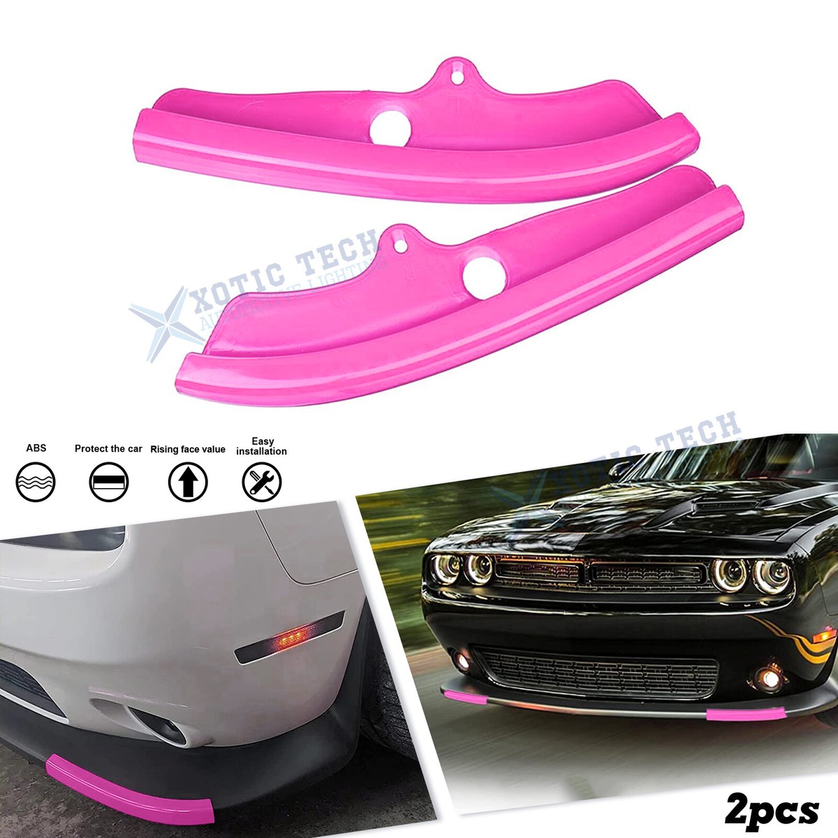 Bumper Lip Splitter Spoiler Guard Cover Pink For Dodge Challenger