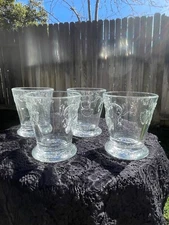 Vintage (4) La Rochere Clairey Versailles Embossed Shell and Flower Tumblerr 8oz