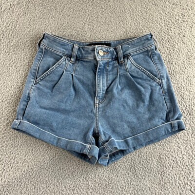 NEW Express Shorts Womens 0 Mom Denim Jean Shortie High Rise Pleated Original
