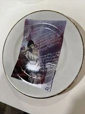 Rosanna Made in Italy lady thinking 7 3/4" White multi Gold trim Rosanna