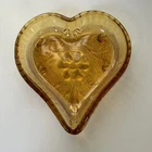 Vintage Indiana Glass Tiara Amber Heart Shaped Trinket/Ring Dish