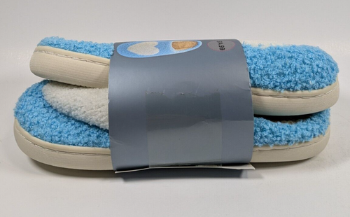 Wayland Square Teddy Slippers Hearts Blue & White Women’s Size Small (5-6) New - Picture 3 of 3