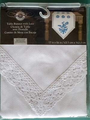 Loops & Threads Cross Stitch Table Runner w/ Lace & Free Pattern - NEW!