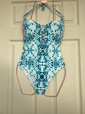 Hollister Tie Dye Halter Neck Swimsuit Size S UK
