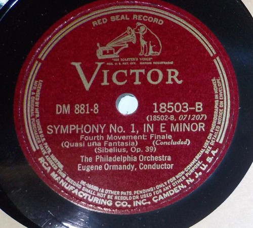 12" Eugene Ormandy Phila Orch 78 Record Set DM 881 SIBELIUS Symphony 1 E Minor - Picture 2 of 2