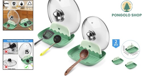 Plastic Spoon and Lid Rest Set 2 Pack Drip-Free Countertop Durable Heat-Resis... - Picture 2 of 9