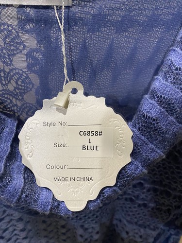 Women’s Simply Couture Blue Multi Textured Boho Blouse. Size L - Picture 3 of 4