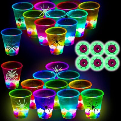 (Flash Color) The Halloween Glow in Dark Beer Pong Set-Light up Beer... 