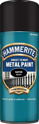 Hammerite Satin Direkt auf Rost Metallfarbe schnelltrocknend schwarz 400ml Aerosol