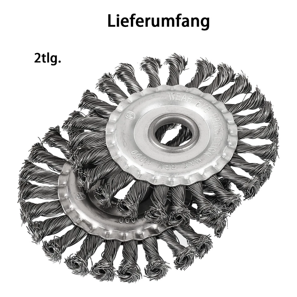 4X Drahtbürste Für Flex, Winkelschleifer Ø100mm X 16mm Gezopft Scheibenbürste - Bild 4 von 4