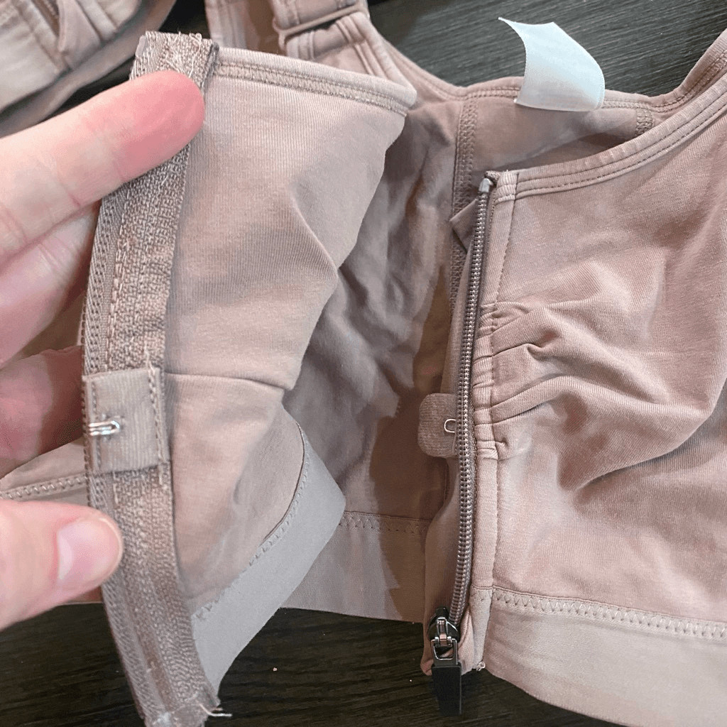 BRABIC post surgery bras brown compression zipper… - image 6