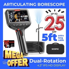5ft Articulating Borescope Camera 360 Endoscope Inspection Semi Rigid Plumbing