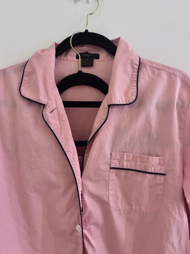 J Crew Womens Pajama Set SZ M Pink Button Down Piped Cotton Sleepwear # 8736 - Picture 5 of 23