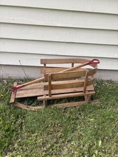 Vintage Children  s Bent Wood Slat Pull Sled