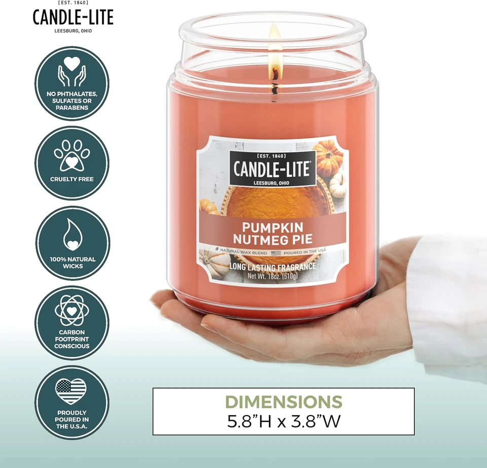 Halloween Scented Candles, Pumpkin Nutmeg Pie, 18 Oz Jar, Proudly Poured in the - Image 4 of 4