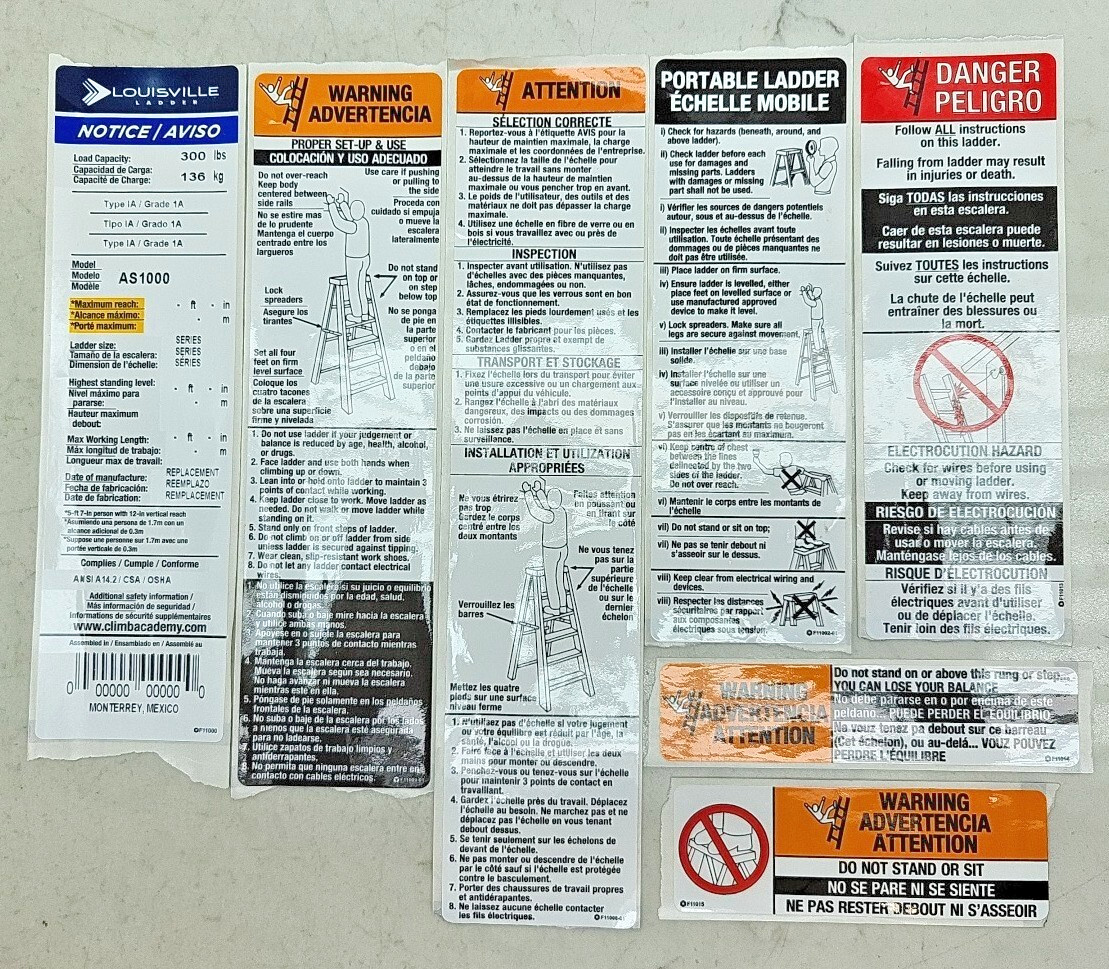 2 Pack Louisville Ladder Label Kit PK-AS1000 Lot of 2 Kits *SEE PICTURES