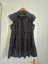 BLACK A-LINE SHORT SLEEVE MINI SHIRT DRESS SIZE XL 