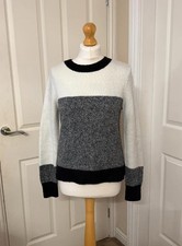 Oasis Black White Colour Block Knit Jumper • Size S (Fit 8-10) • Indie Sleaze
