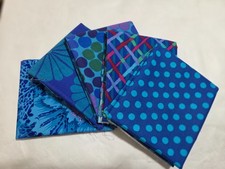 5 Fat Quarters - Blue Kaffe Fassett FQ 18 x 22 100 Cotton Quilting Fabric V. 4