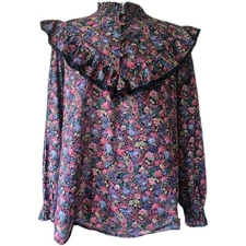 Joules Women's Size 12 Ruffle Blouse Charlotte Floral Multicolour Long-sleeved  