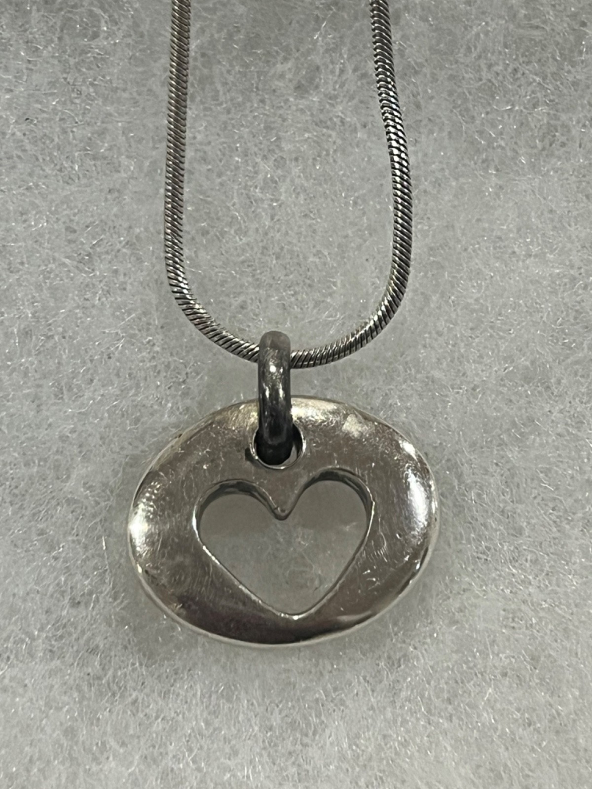Sterling Silver Solid Cutout Heart Pendant Snake … - image 2