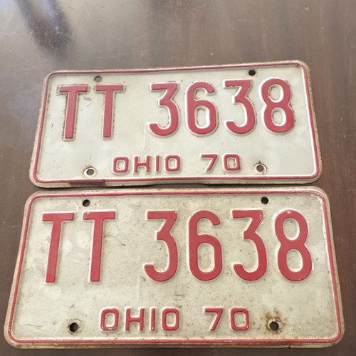 Ohio 1970 License Plate TT 3638 Pair Collectible Vintage Automobile Tag