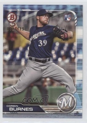 2019 Bowman Sky Blue 32/499 Corbin Burnes #65 Rookie RC 03co