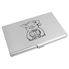 'Smiling Pig Wearing Santa Hat with Gift' Business Card Holder (CH00051686)