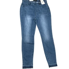Judy Blue Jeans Women 15/32 Blue JB88746 Skinny Pull On Release Fray Hem Lycra