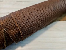 4-5oz HICKORY BROWN OIL TAN CHARCOIL EMBOSSED LEATHER HIDE SHEET,PANEL 12X12X24