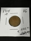 1914-D Lincoln Wheat Cent Penny VG