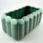 McCoy Light Mint Green Rectangle Bamboo Planter Mid-Century USA 6.5"