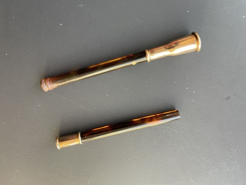 Rear Antique ALFRED DUNHILL Gold 3 Part Cigarette Holder with Leather box - Picture 9 of 9