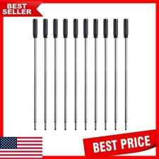 Long-Lasting 10 Pack of Black Ink Refills - 1mm Medium Tip for Ballpoint Pens