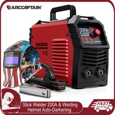 ARCCAPTAIN Stick Welder 200A ARC/Lift TIG MMA Welder Machine & Welding Helmet US
