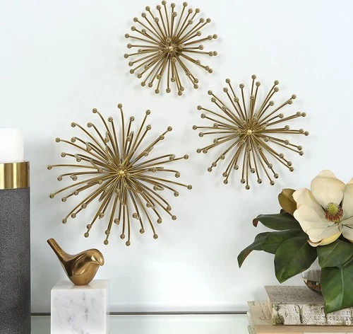 Uttermost 04337 Aga 8" Tall Metal Abstract Sculpture - Set of 3 - Gold - Picture 4 of 6